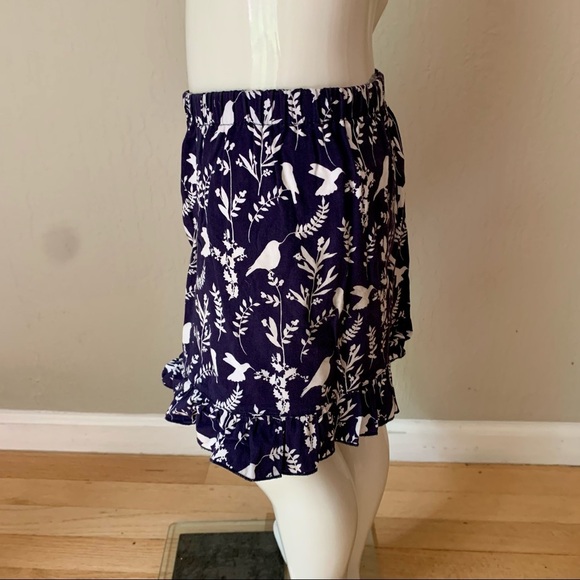 OSCAR DE LA RENTA Girls Cotton Poplin Bird Print Skirt Elastic Waist Ruffle Hem - Picture 8 of 16